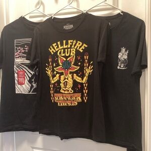 Set of 3 Black Graphic T-Shirts. M